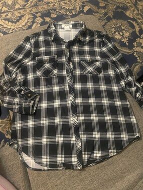 Classic Black & White Plaid Button-Down Shirt